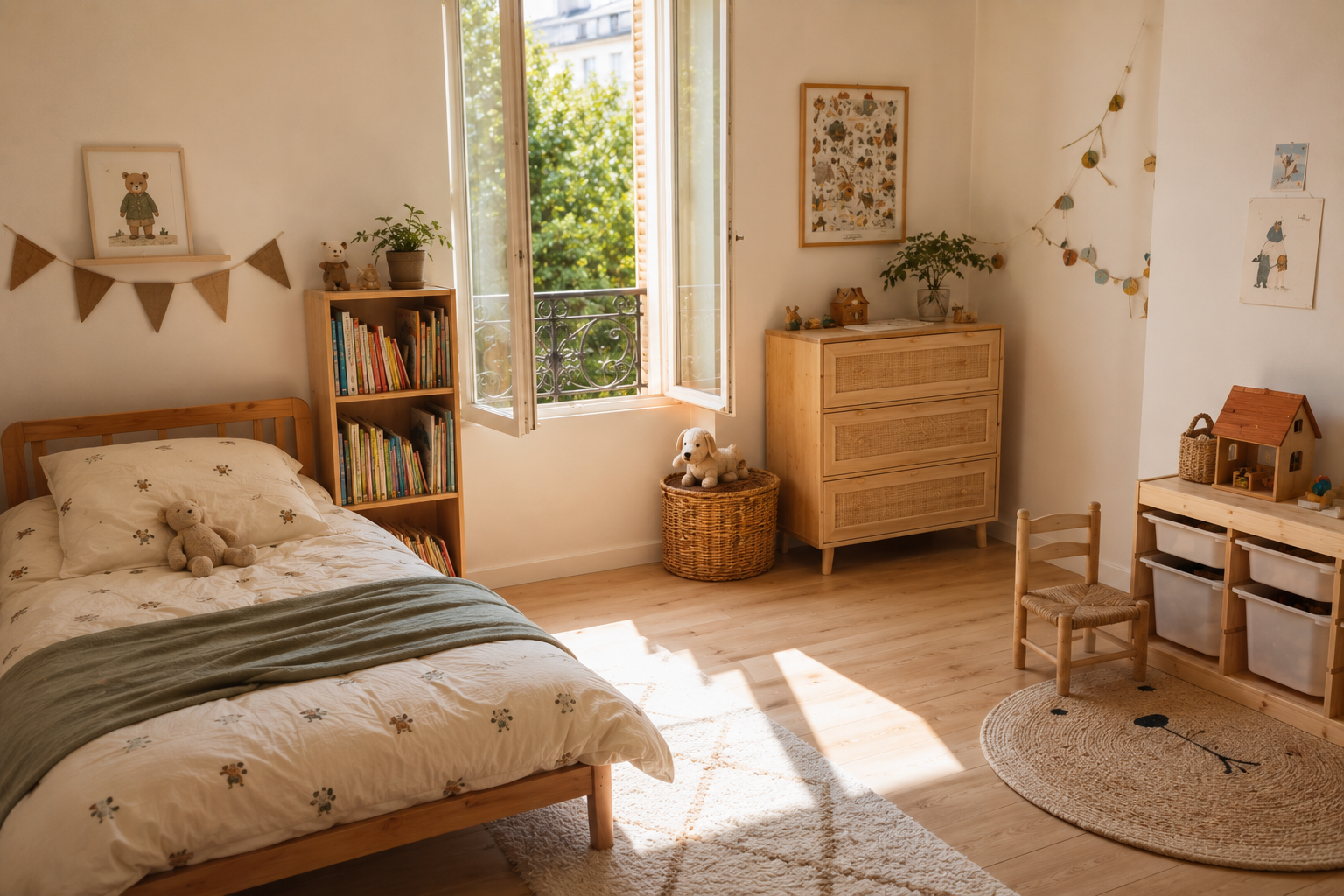 Chambre d'enfant harmonisée selon les principes du Vastu Shastra — ambiance douce et apaisante